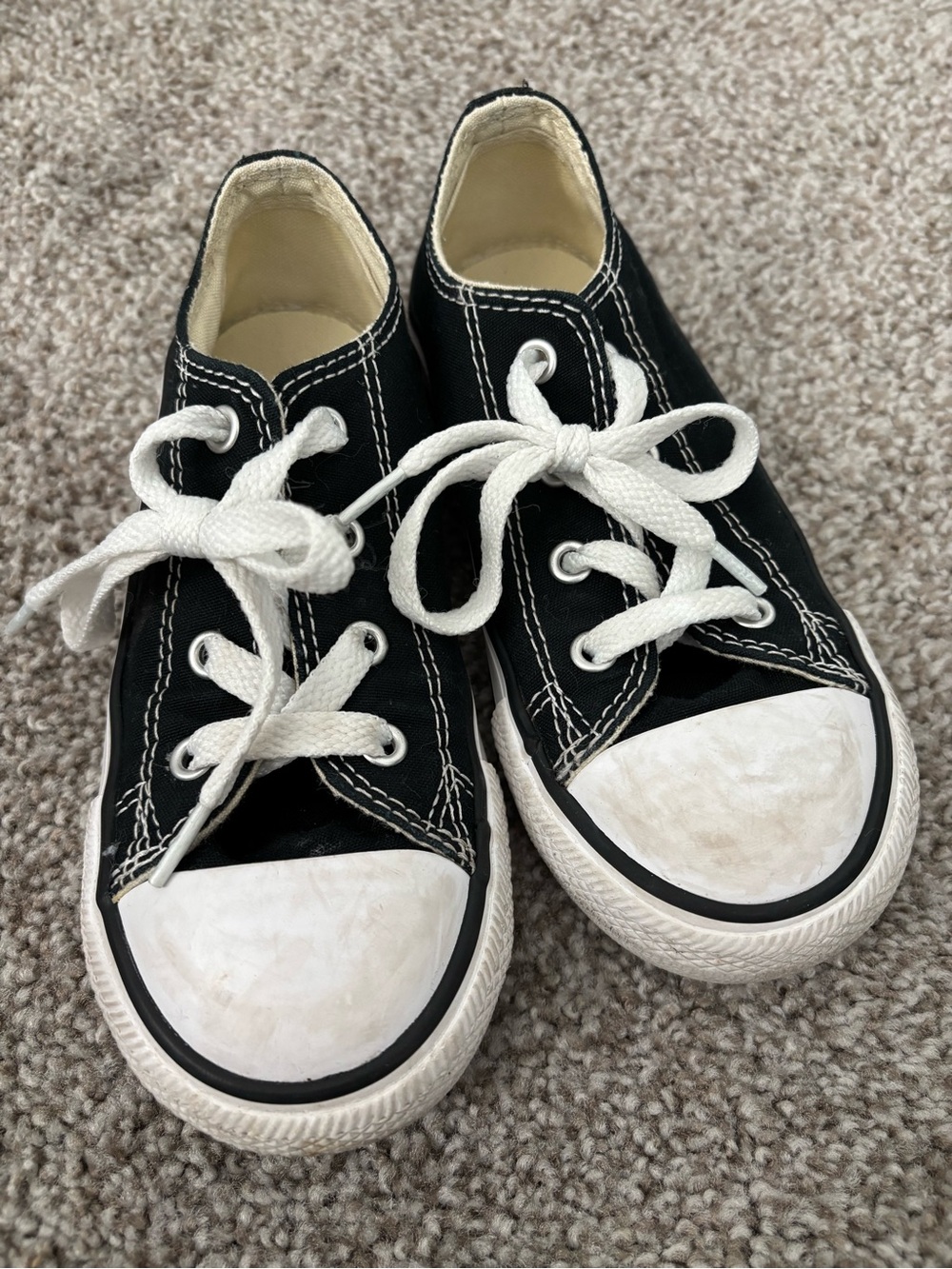 Converse Kids Black Low-Top Sneakers with White Toe